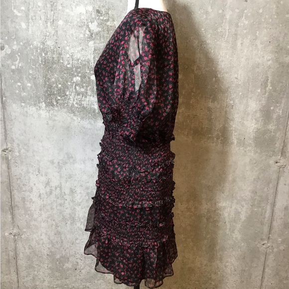 Revolve The East Order Behati Womens Liberty Floral Dress Size L Sheer Smocked - Picture 9 of 16